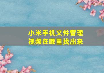 小米手机文件管理视频在哪里找出来