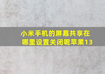 小米手机的屏幕共享在哪里设置关闭呢苹果13