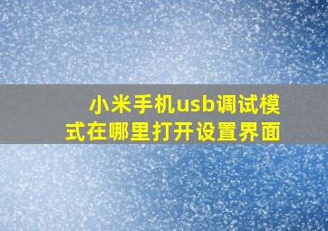 小米手机usb调试模式在哪里打开设置界面