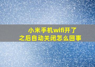 小米手机wifi开了之后自动关闭怎么回事