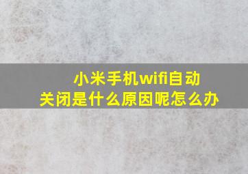 小米手机wifi自动关闭是什么原因呢怎么办