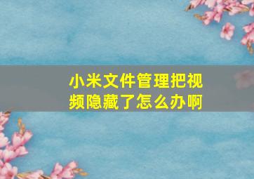 小米文件管理把视频隐藏了怎么办啊