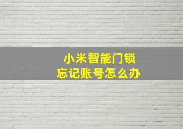 小米智能门锁忘记账号怎么办