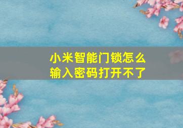 小米智能门锁怎么输入密码打开不了