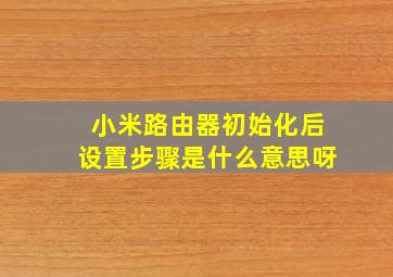 小米路由器初始化后设置步骤是什么意思呀