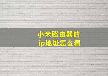 小米路由器的ip地址怎么看