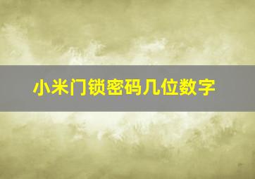 小米门锁密码几位数字