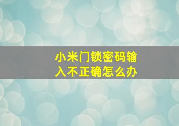 小米门锁密码输入不正确怎么办