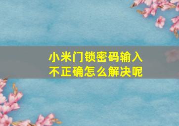 小米门锁密码输入不正确怎么解决呢