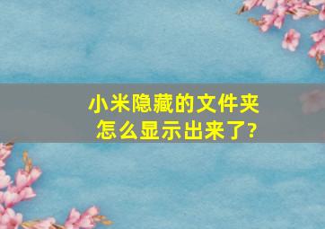 小米隐藏的文件夹怎么显示出来了?