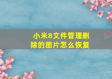 小米8文件管理删除的图片怎么恢复