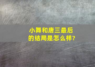 小舞和唐三最后的结局是怎么样?