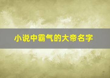 小说中霸气的大帝名字