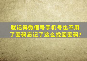 就记得微信号手机号也不用了密码忘记了这么找回密码?