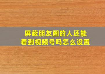 屏蔽朋友圈的人还能看到视频号吗怎么设置