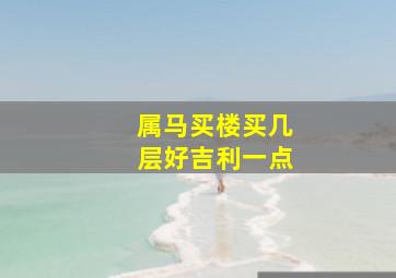 属马买楼买几层好吉利一点