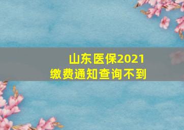 山东医保2021缴费通知查询不到