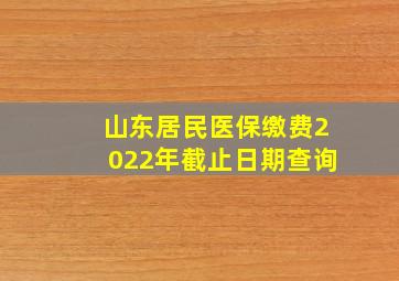 山东居民医保缴费2022年截止日期查询