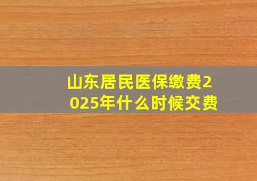 山东居民医保缴费2025年什么时候交费