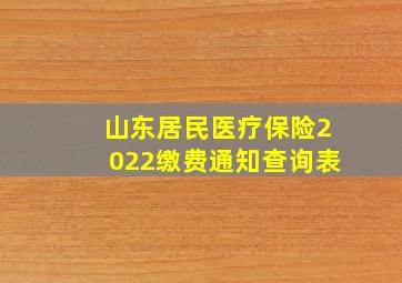 山东居民医疗保险2022缴费通知查询表