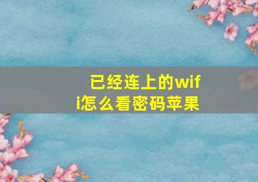 已经连上的wifi怎么看密码苹果