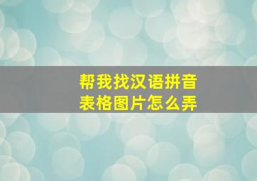 帮我找汉语拼音表格图片怎么弄