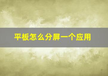 平板怎么分屏一个应用