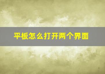 平板怎么打开两个界面