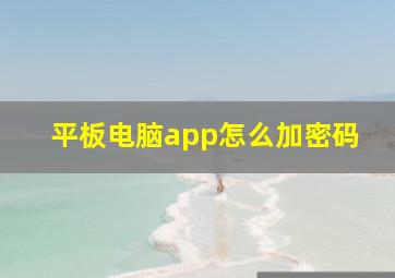 平板电脑app怎么加密码