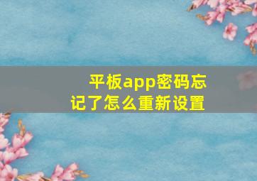 平板app密码忘记了怎么重新设置