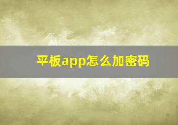 平板app怎么加密码