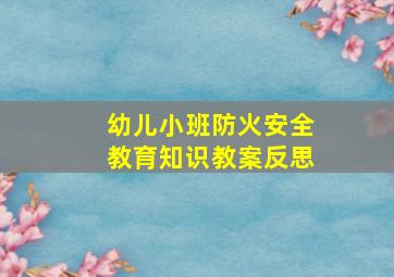 幼儿小班防火安全教育知识教案反思