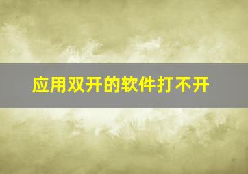 应用双开的软件打不开