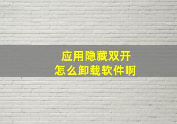 应用隐藏双开怎么卸载软件啊