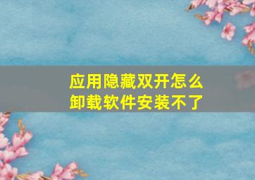 应用隐藏双开怎么卸载软件安装不了