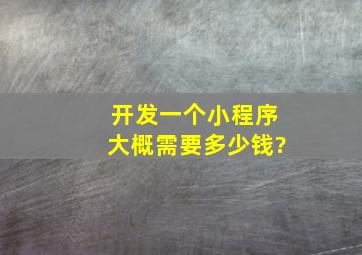 开发一个小程序大概需要多少钱?