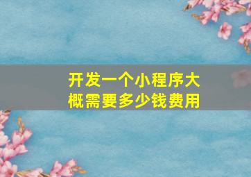 开发一个小程序大概需要多少钱费用