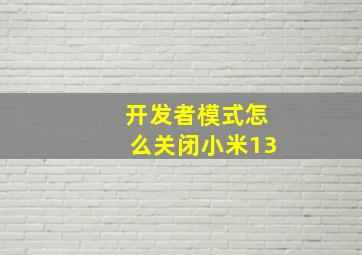 开发者模式怎么关闭小米13