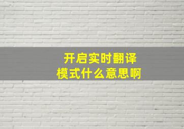 开启实时翻译模式什么意思啊