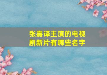 张嘉译主演的电视剧新片有哪些名字