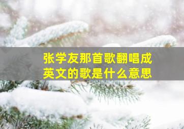 张学友那首歌翻唱成英文的歌是什么意思