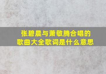 张碧晨与萧敬腾合唱的歌曲大全歌词是什么意思