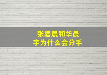 张碧晨和华晨宇为什么会分手