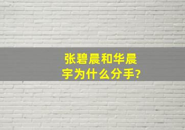 张碧晨和华晨宇为什么分手?