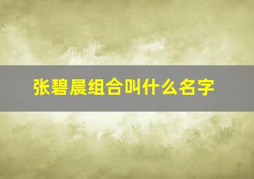 张碧晨组合叫什么名字