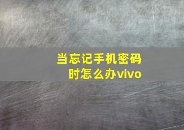 当忘记手机密码时怎么办vivo