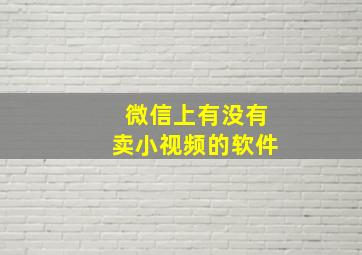 微信上有没有卖小视频的软件