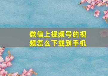 微信上视频号的视频怎么下载到手机