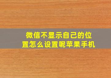 微信不显示自己的位置怎么设置呢苹果手机