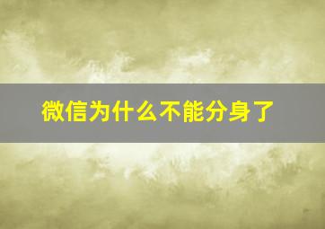 微信为什么不能分身了